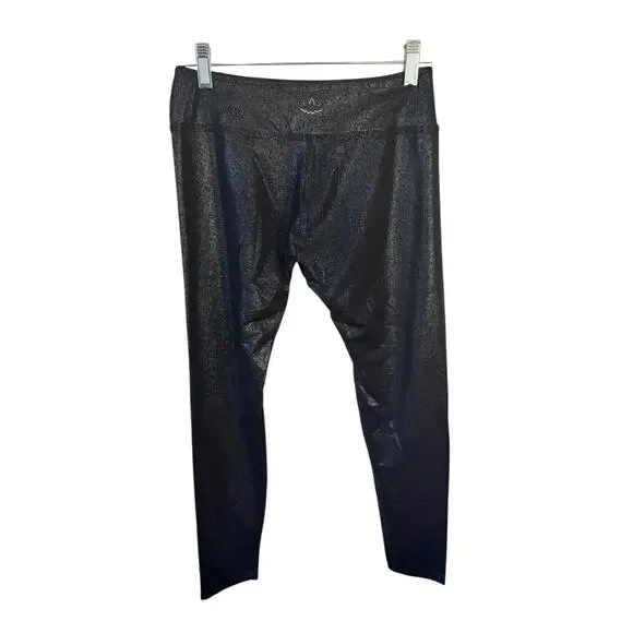 BEYOND YOGA Twinkle High Waisted 7/8 Yoga Leggings Black Silver Sparkle Sz Med - Picture 5 of 8